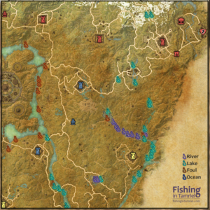 Elder Scrolls Online ESO Fishing Map of Cryodiil EP