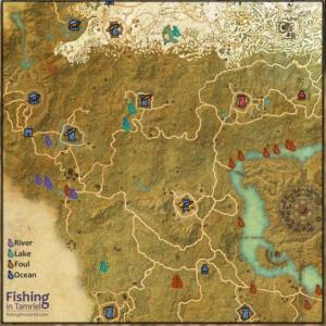 Elder Scrolls Online ESO Fishing Map of Cryodiil DC Area
