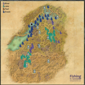 Elder Scrolls Online ESO fishing map of Bangkorai